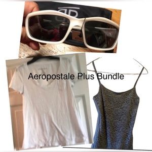 Bundle Aeropostale Gray Lace Camisole & White Tee & dark thank top